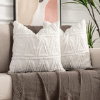 Square Cushion Cover Geometric Chenille Tufting Cotton Blend