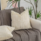 Square Cushion Cover Geometric Chenille Tufting Cotton Blend