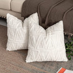 Square Cushion Cover Geometric Chenille Tufting Cotton Blend