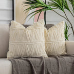Square Cushion Cover Geometric Chenille Tufting Cotton Blend