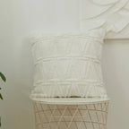 Square Cushion Cover Geometric Chenille Tufting Cotton Blend