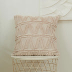 Square Cushion Cover Geometric Chenille Tufting Cotton Blend