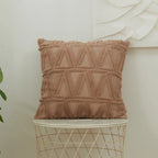 Square Cushion Cover Geometric Chenille Tufting Cotton Blend