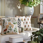 Square Cushion Cover Hand-Tufted Floral Chenille Hidden Zip