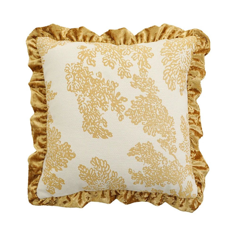 Square Cushion Cover Hand-Tufted Floral Chenille Hidden Zip