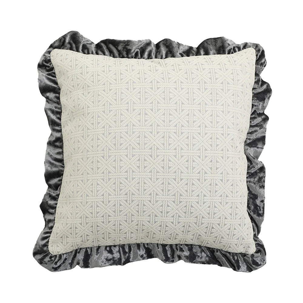 Square Cushion Cover Hand-Tufted Floral Chenille Hidden Zip