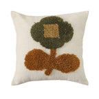 Square Cushion Cover Hand-Tufted Floral Chenille Hidden Zip
