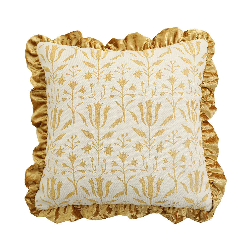 Square Cushion Cover Hand-Tufted Floral Chenille Hidden Zip