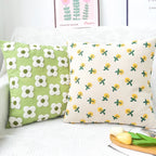 Square Cushion Cover Hand-Tufted Floral Cotton-Linen