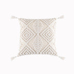 Square Cushion Cover Hand-Tufted Floral Cotton-Linen