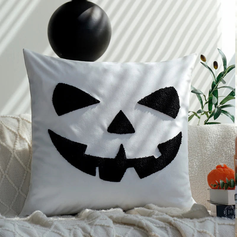 Square Cushion Cover Hand-Tufted Motif Microvelour Concealed Zipper