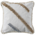 Square Cushion Cover Hand-Tufted Stripes Fringed Edge Cotton Blend