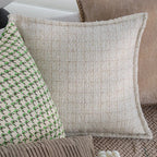Square Cushion Cover Houndstooth Jacquard Cotton-Linen Concealed Zipper