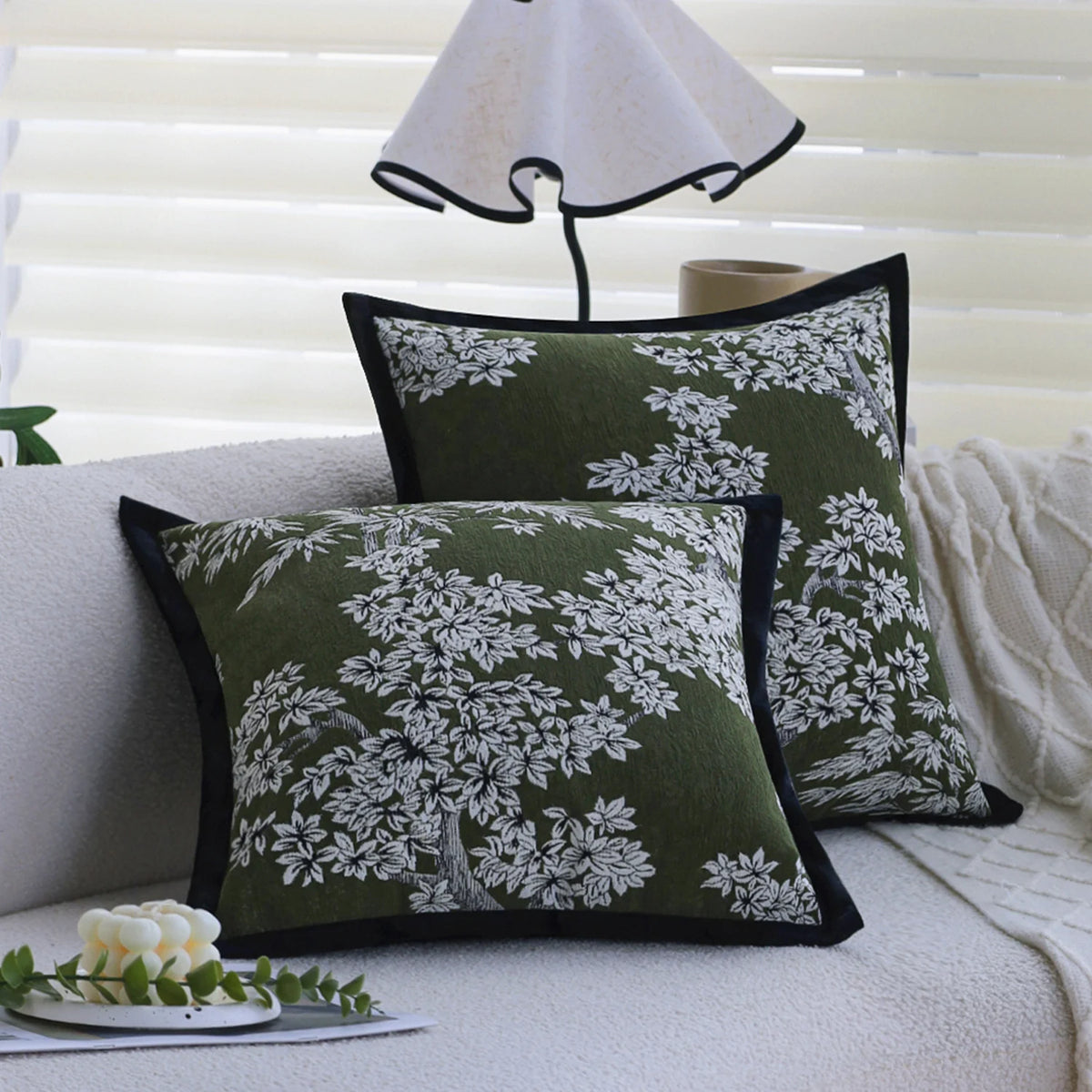 Square Cushion Cover Jacquard Floral Relief Concealed Zipper