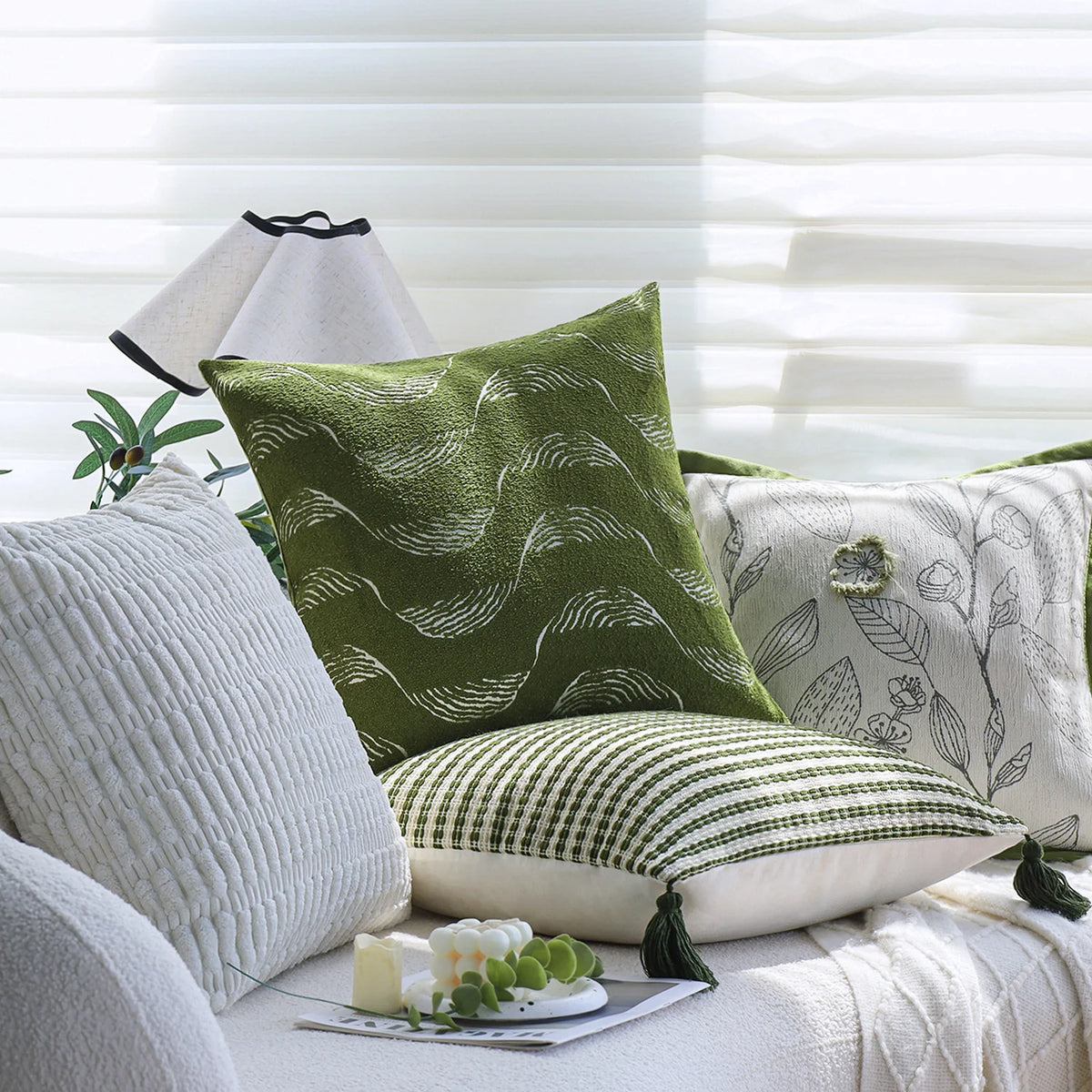 Square Cushion Cover Microvelour Wave Embossed 18x18 Inch