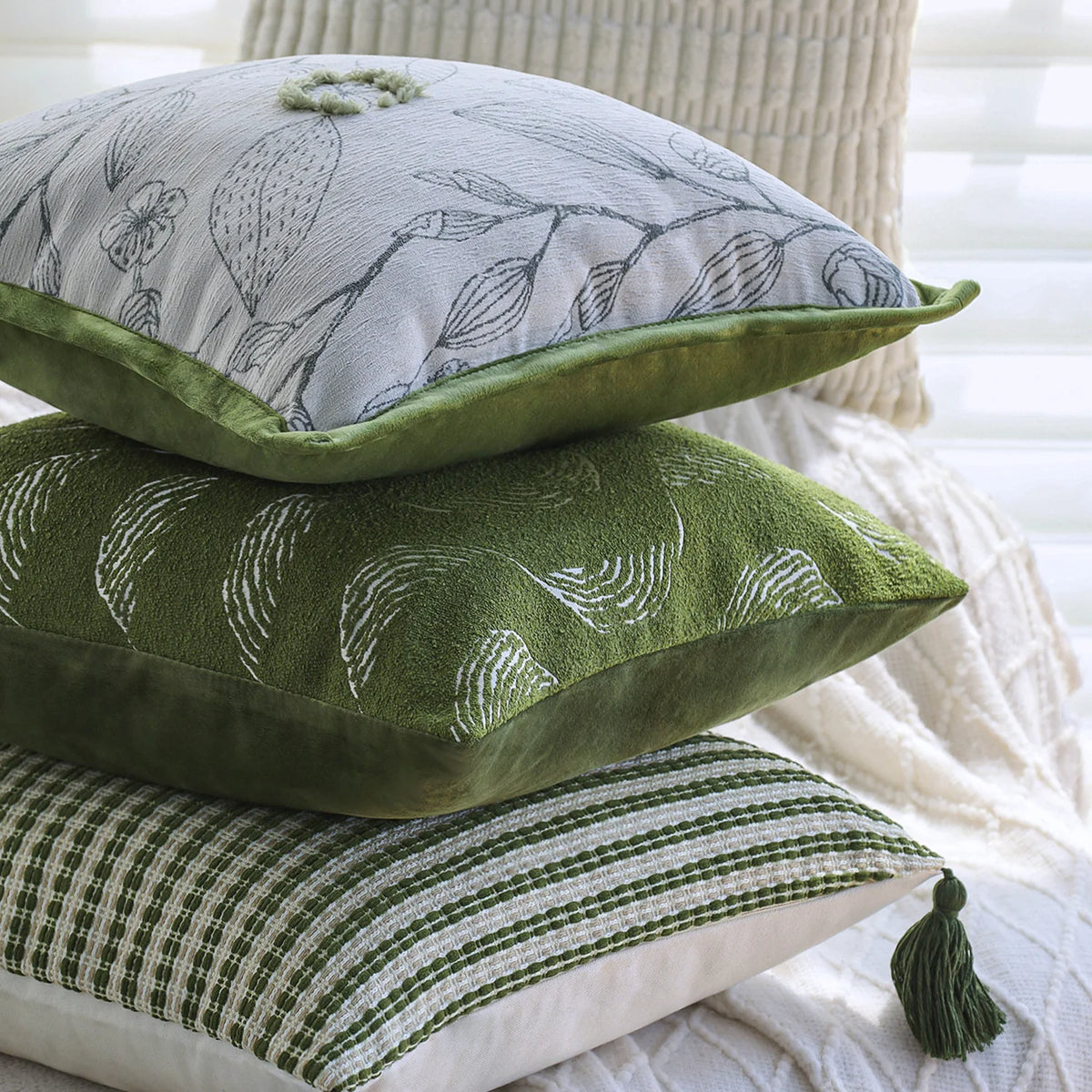 Square Cushion Cover Microvelour Wave Embossed 18x18 Inch