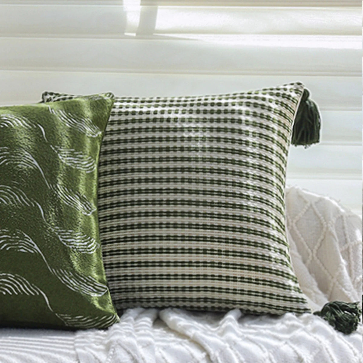 Square Cushion Cover Microvelour Wave Embossed 18x18 Inch