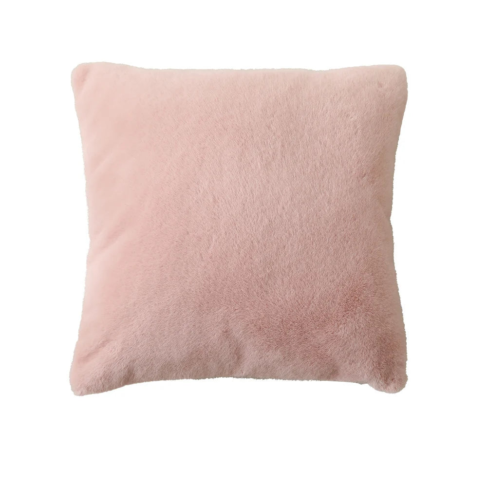 Square Cushion Cover Plush Microfiber Hidden Zipper Machine Washable