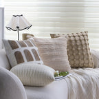 Square Cushion Cover Raised Knot Grid Cotton-Linen