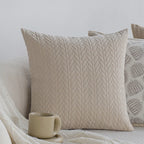 Square Cushion Cover Raised Knot Grid Cotton-Linen