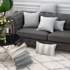 Square Cushion Cover Striped Tufted Fringe Cotton Blend