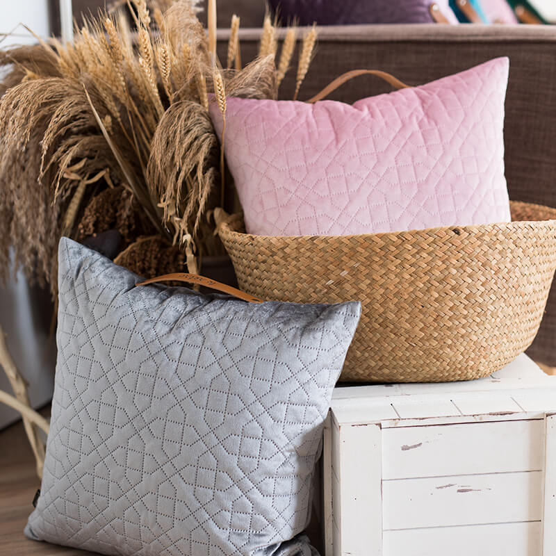 Square Cushion Cover Velvet Geometric Concealed Zipper