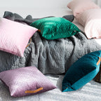 Square Cushion Cover Velvet Geometric Concealed Zipper
