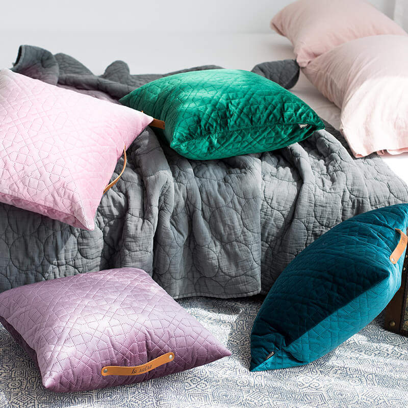Square Cushion Cover Velvet Geometric Concealed Zipper