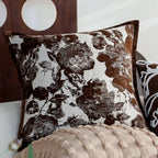Square Cushion Cover Velvet-Like Raised Chenille Flower Concealed Zipper