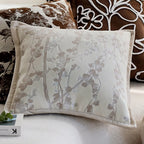 Square Cushion Cover Velvet-Like Raised Chenille Flower Concealed Zipper