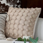 Square Cushion Cover Velvet-Like Raised Chenille Flower Concealed Zipper