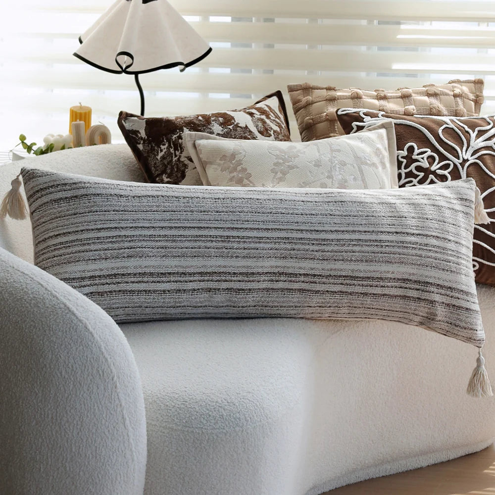 Square Cushion Cover Velvet-Like Raised Chenille Flower Concealed Zipper
