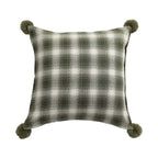 Square Cushion Cover Woven Check Pom-Pom Corners