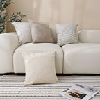 Square Cushion Cover Woven Circle Relief Cotton-Blend Hidden Zipper