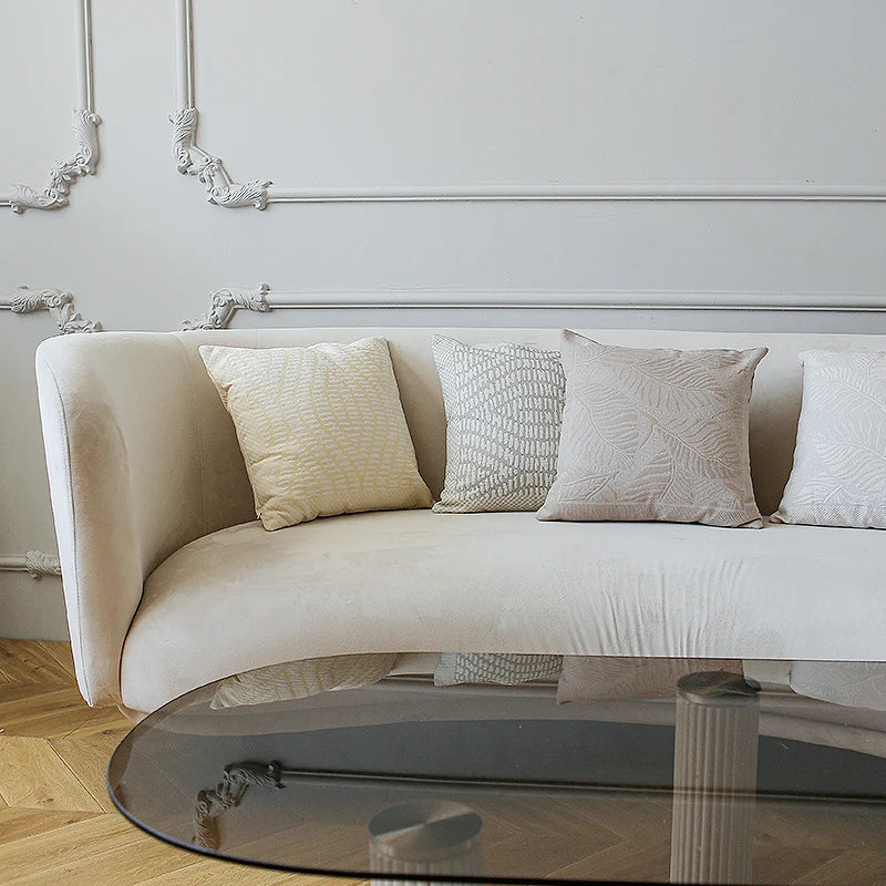 Square Cushion Cover Woven Circle Relief Cotton-Blend Hidden Zipper