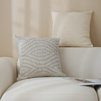Square Cushion Cover Woven Circle Relief Cotton-Blend Hidden Zipper