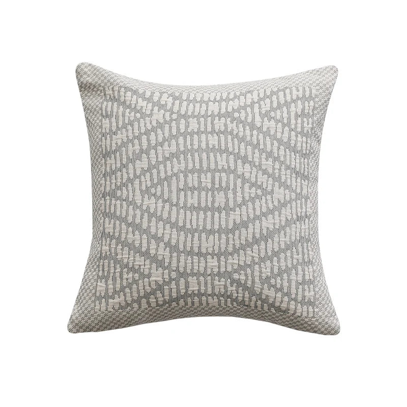 Square Cushion Cover Woven Circle Relief Cotton-Blend Hidden Zipper