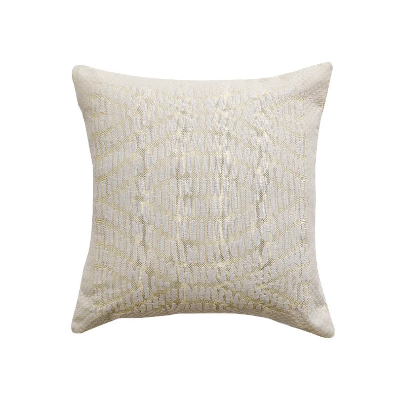 Square Cushion Cover Woven Circle Relief Cotton-Blend Hidden Zipper