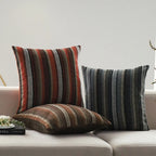 Square Cushion Cover Woven Stripe Chenille & Concealed Zipper