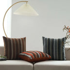 Square Cushion Cover Woven Stripe Chenille & Concealed Zipper