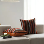 Square Cushion Cover Woven Stripe Chenille & Concealed Zipper