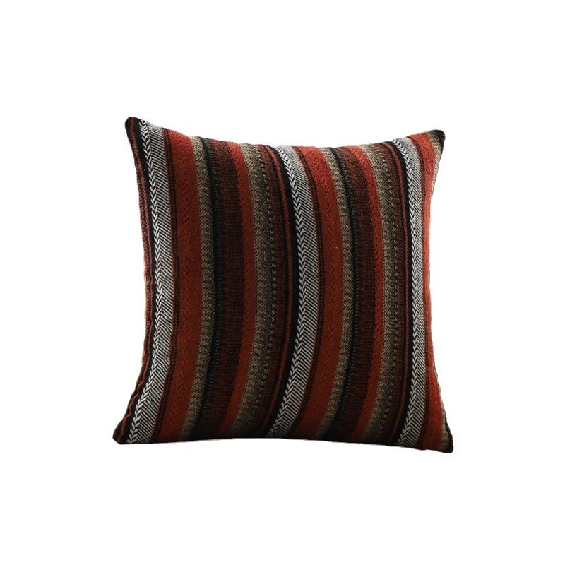 Square Cushion Cover Woven Stripe Chenille & Concealed Zipper