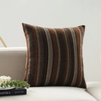 Square Cushion Cover Woven Stripe Chenille & Concealed Zipper