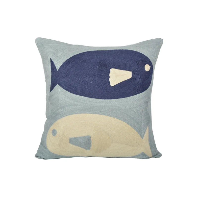 Square Cushion Jacquard Starfish Hidden Zipper & Removable Insert