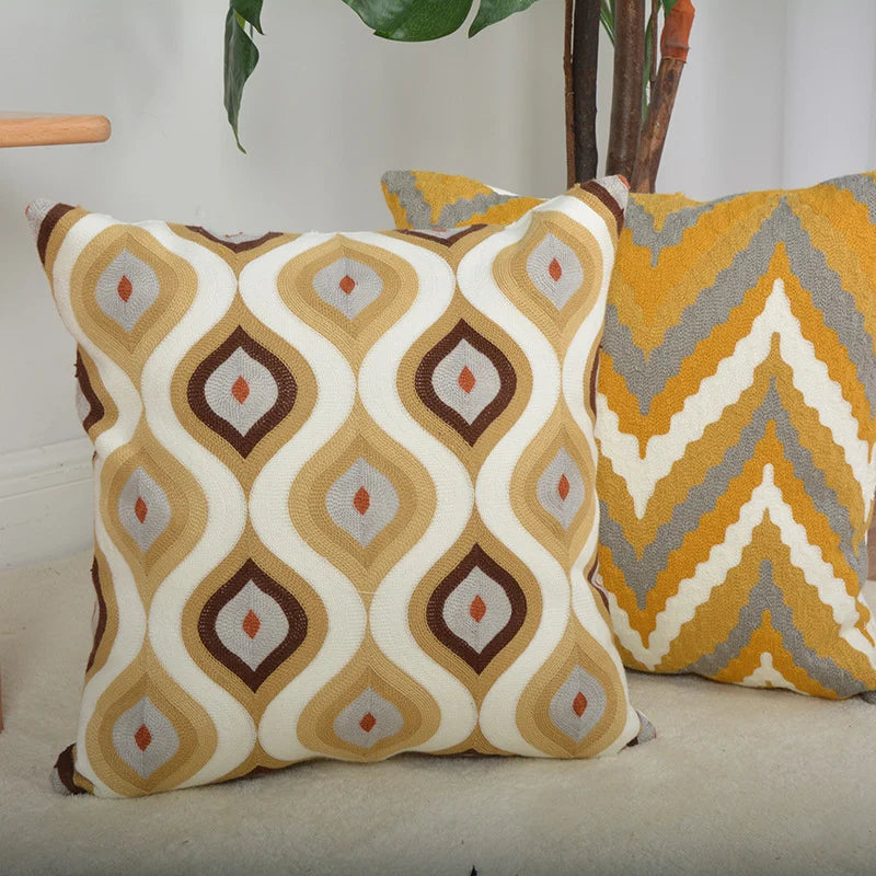 Square Cushion Jacquard Starfish Hidden Zipper & Removable Insert