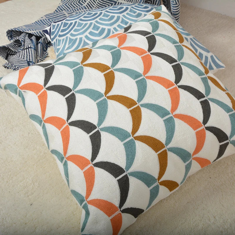 Square Cushion Jacquard Starfish Hidden Zipper & Removable Insert
