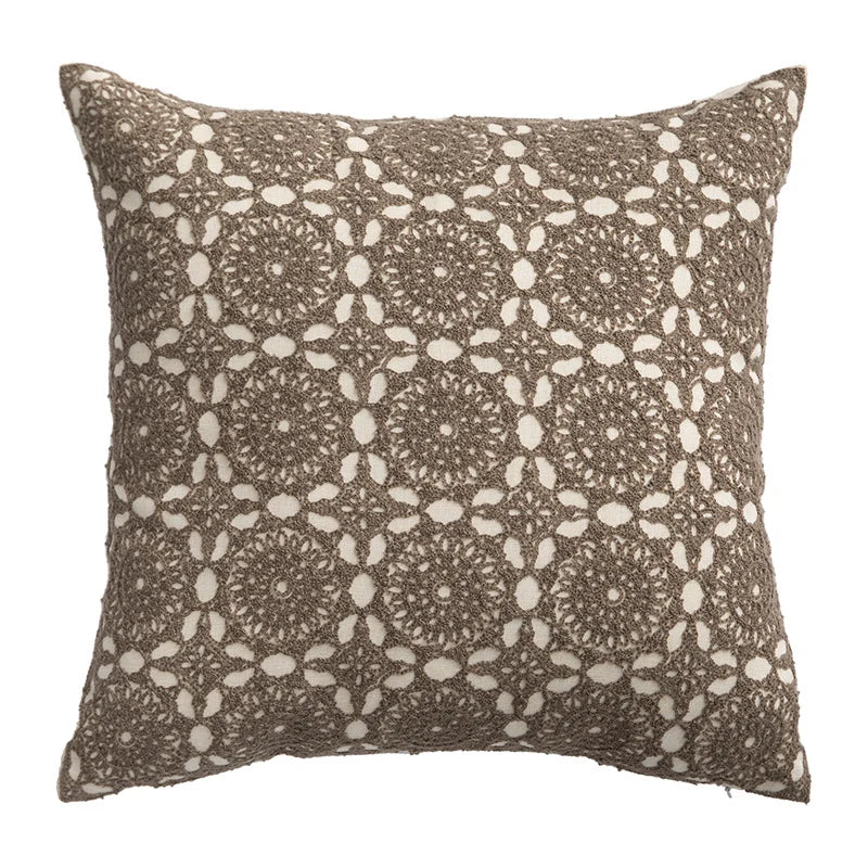 Square Decorative Cushion Linen Base & Crochet Overlay