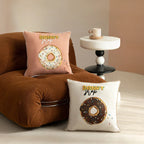 Square Decorative Pillow Embroidered Donut Concealed Zipper