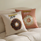 Square Decorative Pillow Embroidered Donut Concealed Zipper