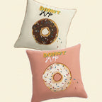 Square Decorative Pillow Embroidered Donut Concealed Zipper